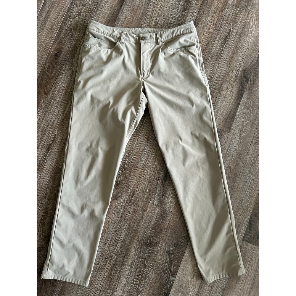 Lululemon Men’s ABC Slim Fit Warpstreme Casual Tech Pants - Khaki, 34W 32 L
